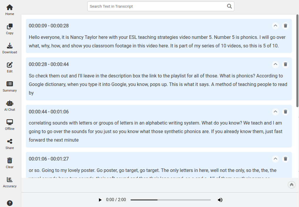 Video transcription with speech recognition and speaker identification - 360Converter