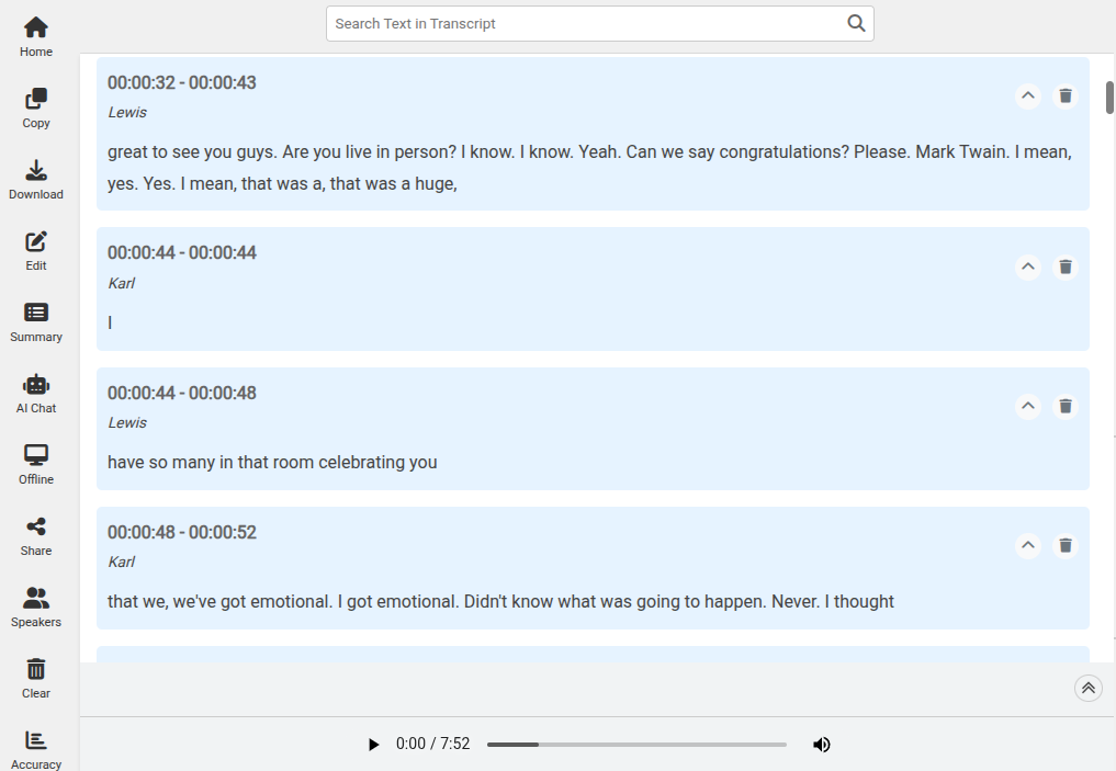 Video transcription with speech recognition and speaker identification - 360Converter