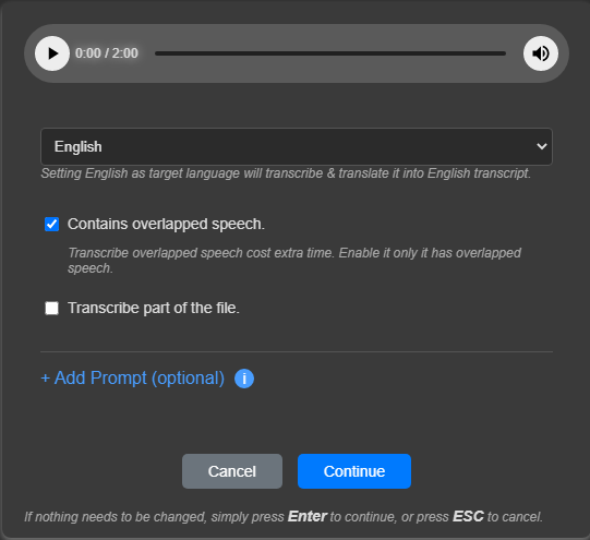 Enable overlapped speech detection option in 360Converter Offline Transcriber