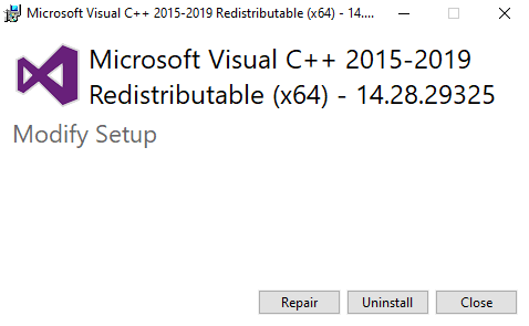 Microsoft Visual C++ installation