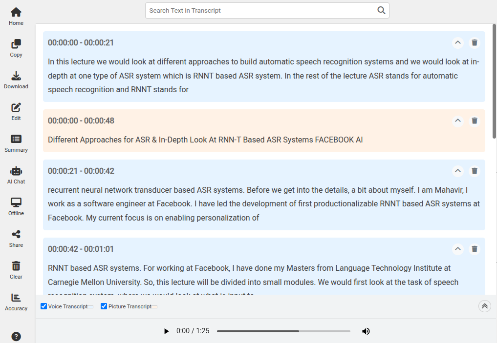 Video transcription with speech recognition and on-screen text extraction - 360Converter
